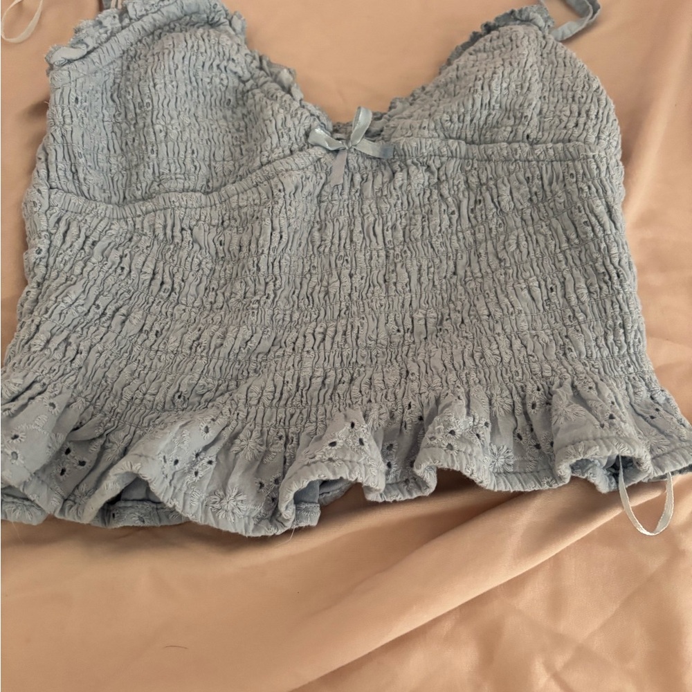 Aeropostale Light Gray Smocked Camisole